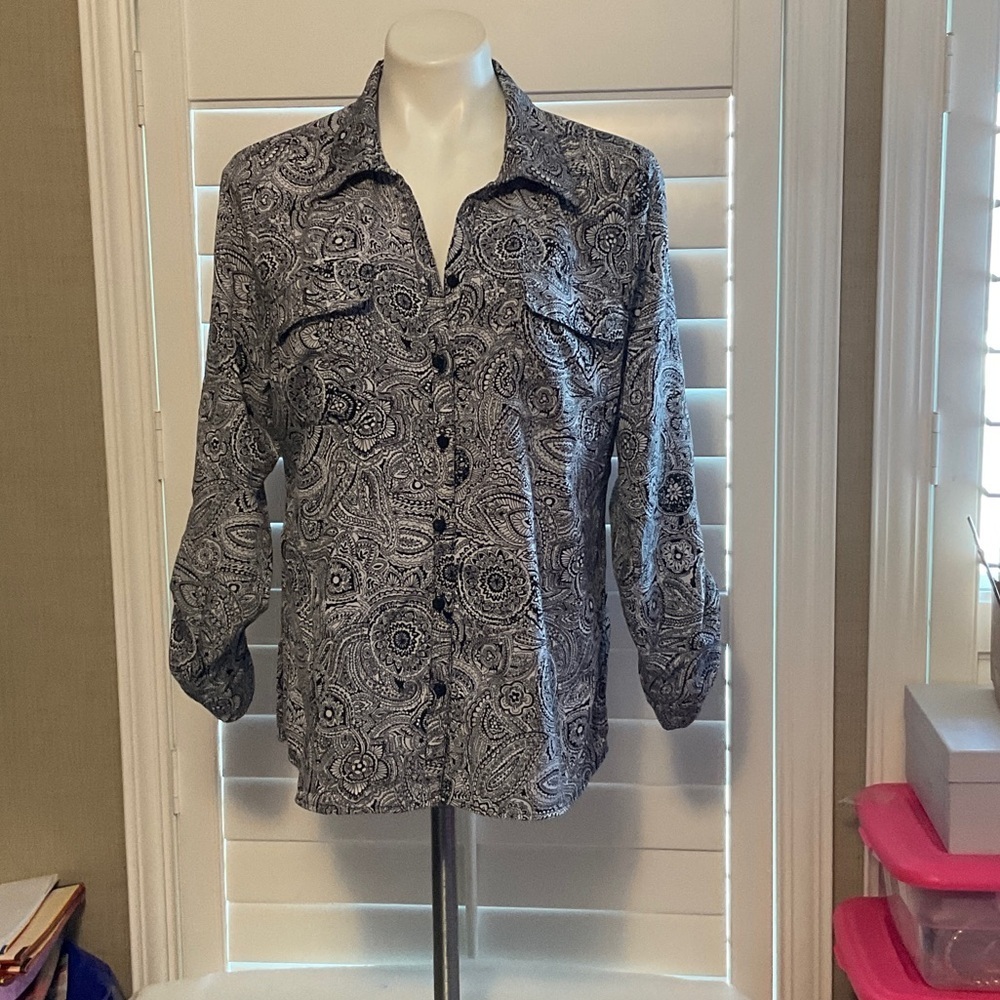 Rebecca Malone Black and White Button Down Shirt